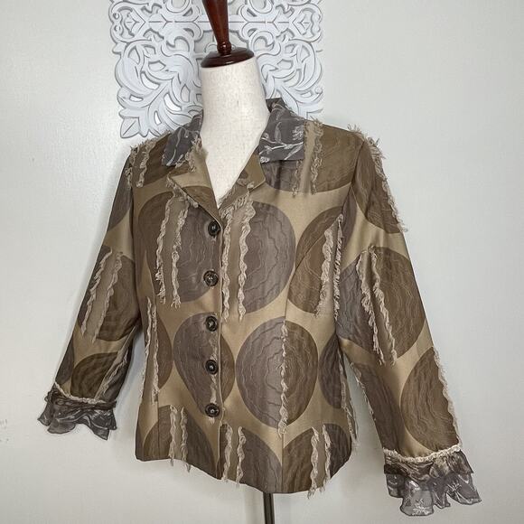 TAYLOR G Dallas Texas size MEDIUM Jacket Embroidered Layered Sleeves USA BRONZE - Picture 7 of 15